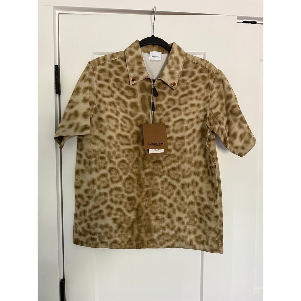 $740 New Burberry Animal Print Cotton Zip Shirt - US 2 - Picture 3 of 10